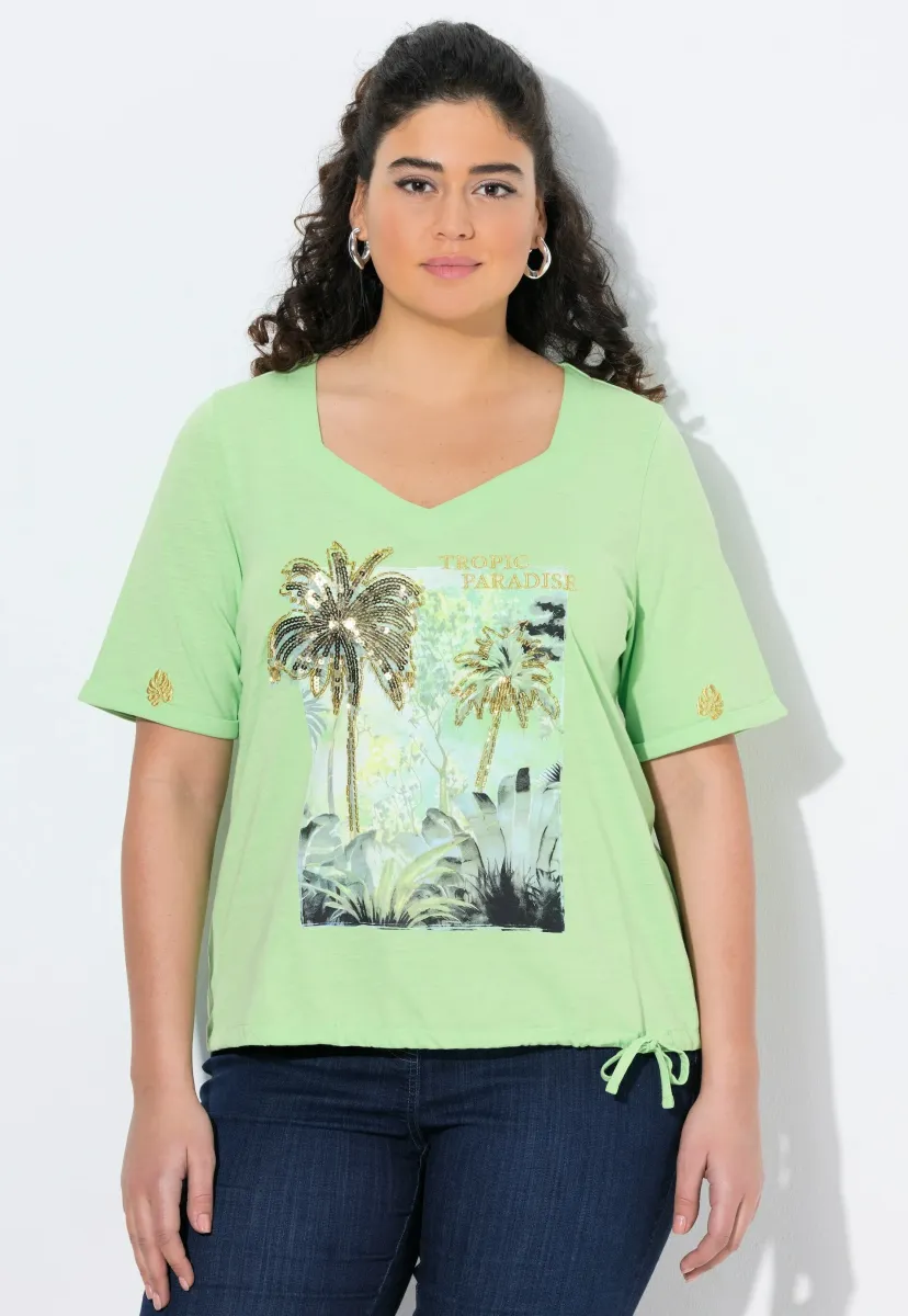 PARADISE SEQUINED HEM GRAPHIC - T-Shirt print - green
