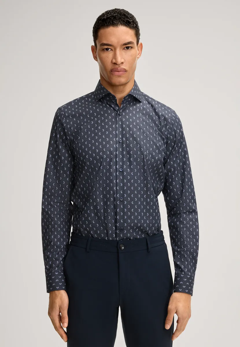 PARES - Hemd - graublau gemustert