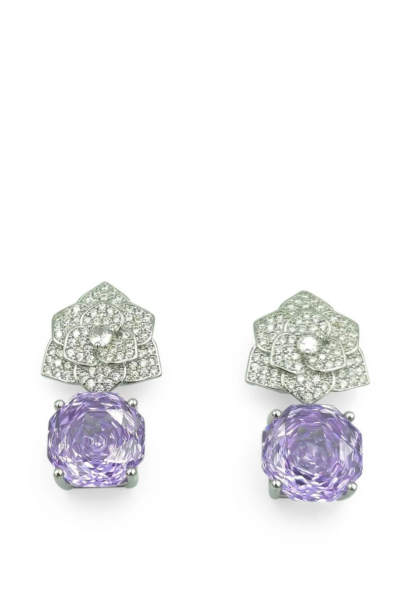 PARTY EVENT - Ohrringe - lil/weiss/silber coloured