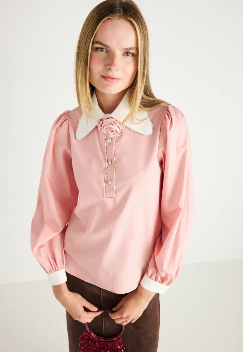 PASSIFLORA CONTRAST COLLAR - Bluse - pink