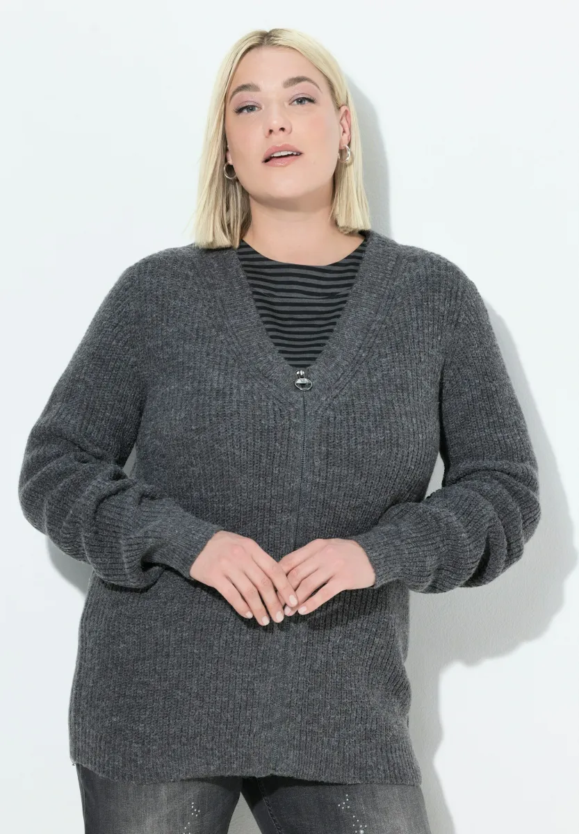 PATENT ZIP UP - Strickjacke - graphite grey