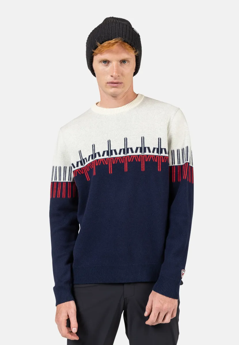 PATTERNED CREWNECK - Strickpullover - dark navy