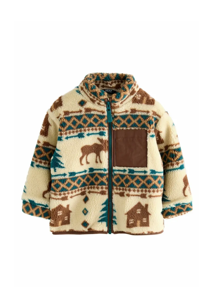 PATTERNED - Fleecepullover - ecru/brown