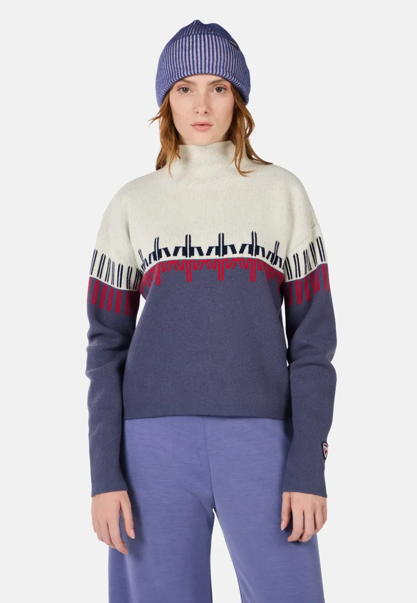 PATTERNED TURTLENECK - Strickpullover - true night blue