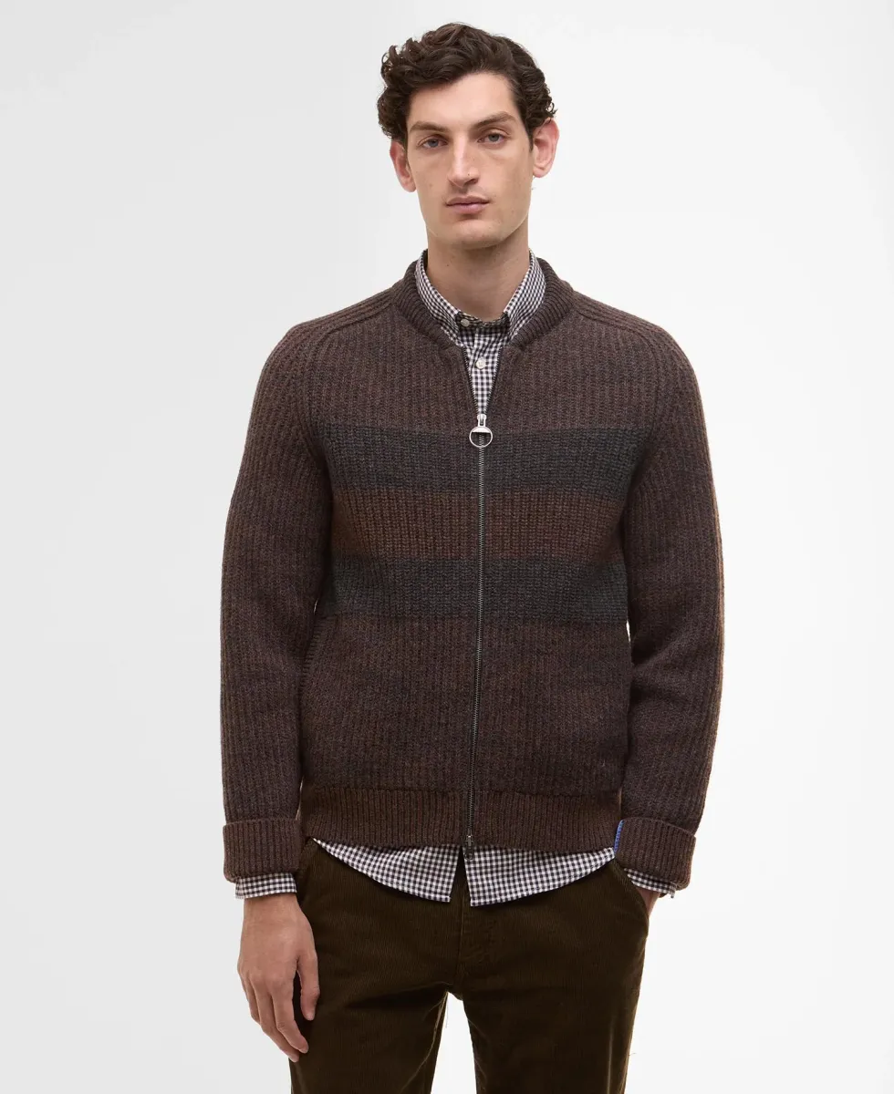 PAUL SMITH LOVES BARBOUR KNITTED BOMBER JACKET - Strickjacke - rustic