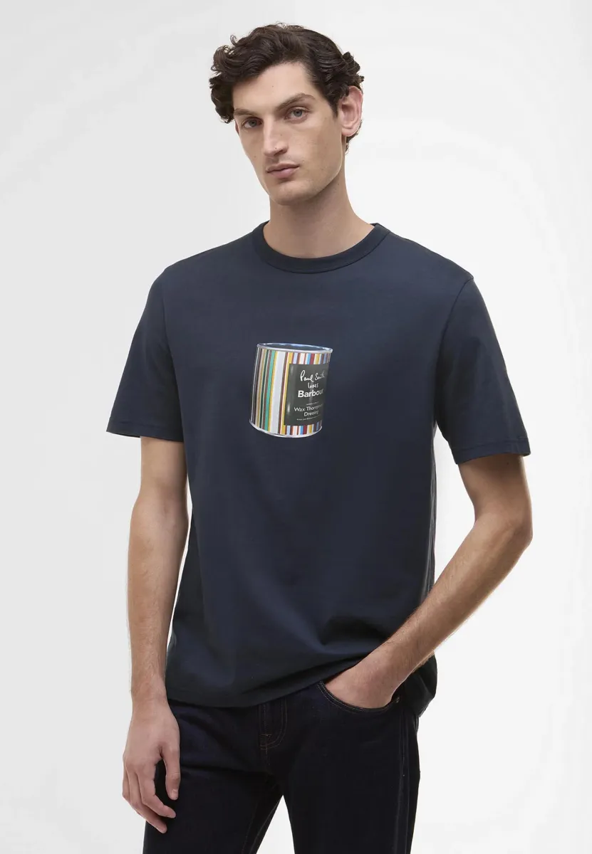 PAUL SMITH LOVES BARBOUR WAX CAN GRAPHIC T-SHIRT UNISEX - T-Shirt print - champion blue