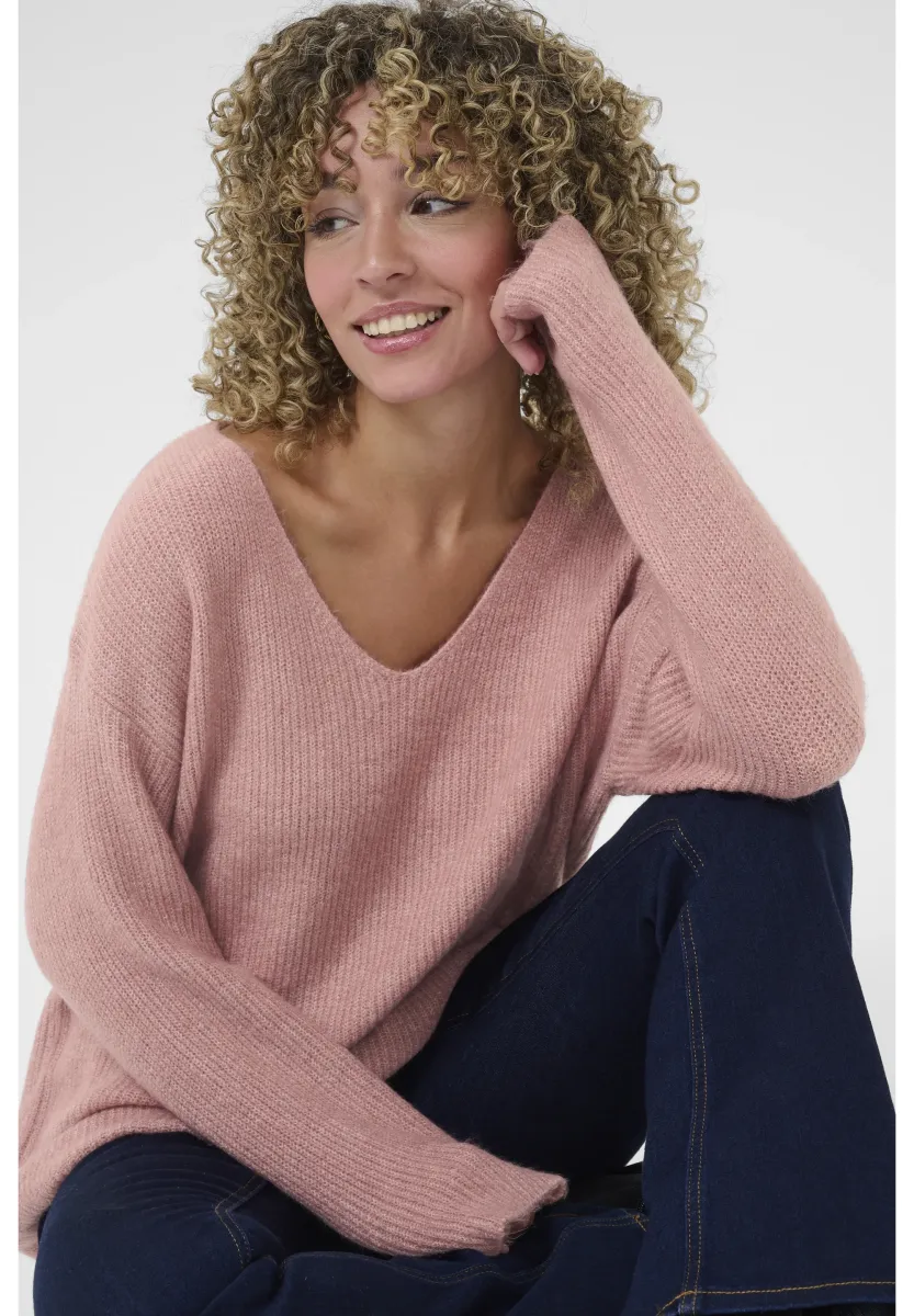 PAULA V-NECK  - Strickpullover - rosa melange