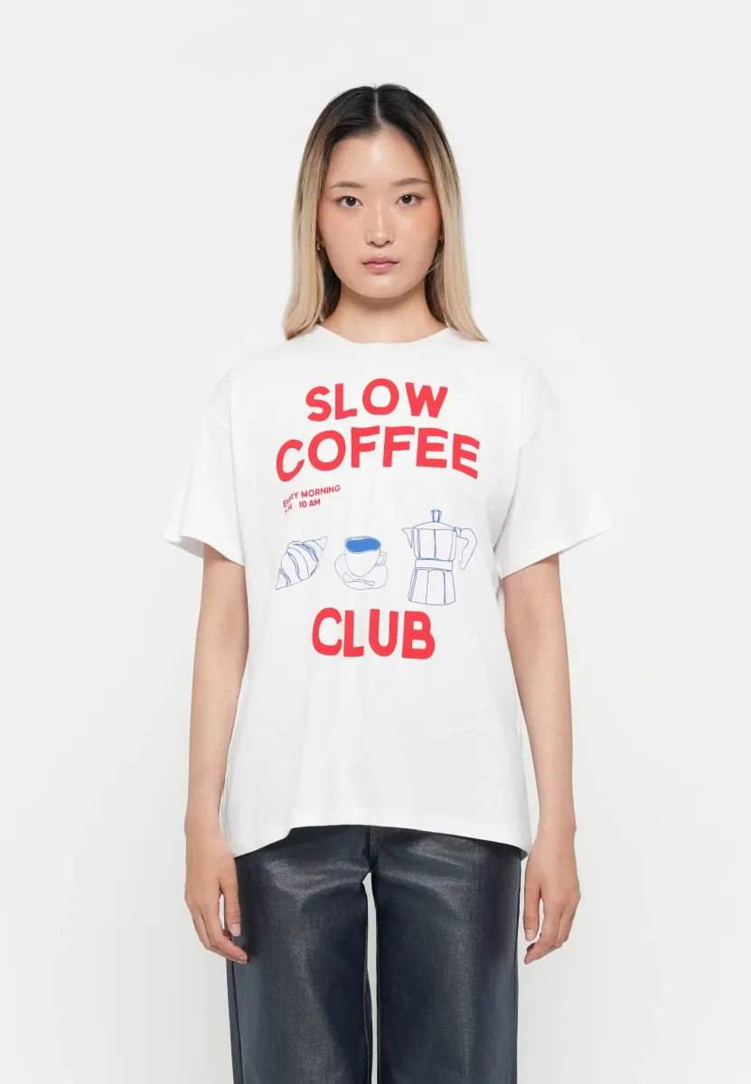 PCALIFI FASTTRACK TEE  - T-Shirt print - bright white