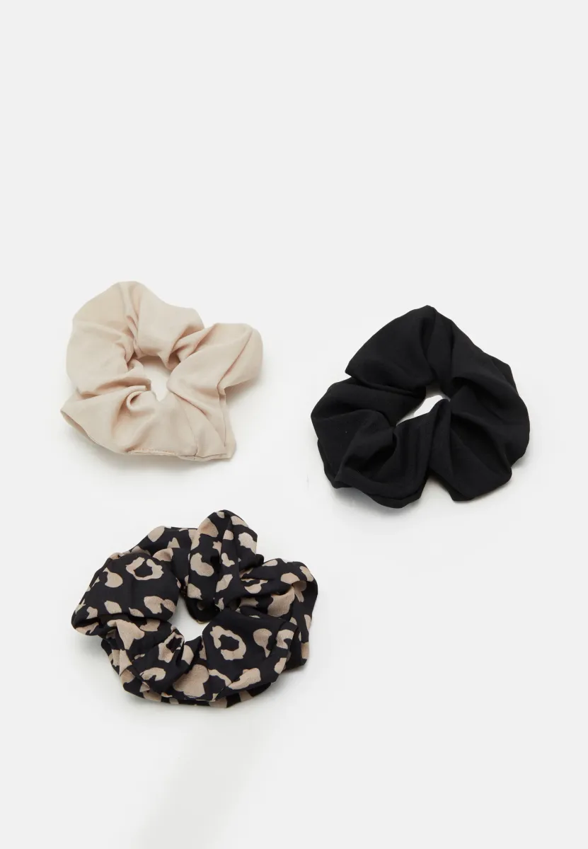 PCANDORA SCRUNCHIE 3 PACK - Haar-Styling-Accessoires - black/beige