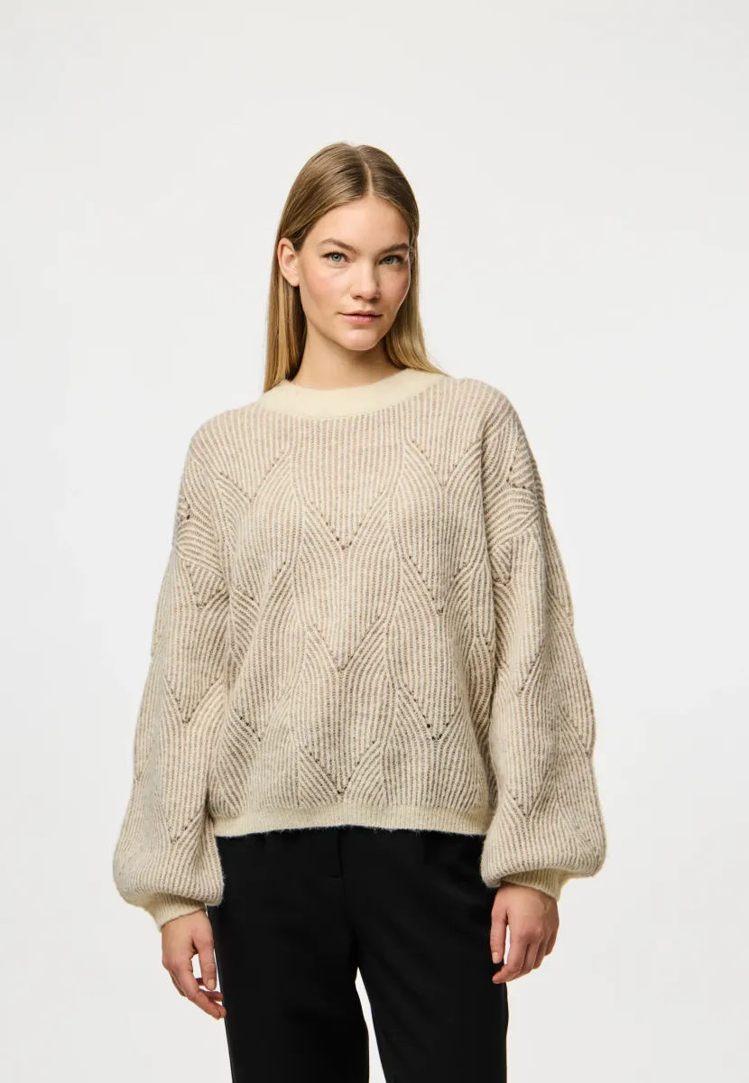 PCJENNA O NECK - Strickpullover - whitecap gray detail:greige