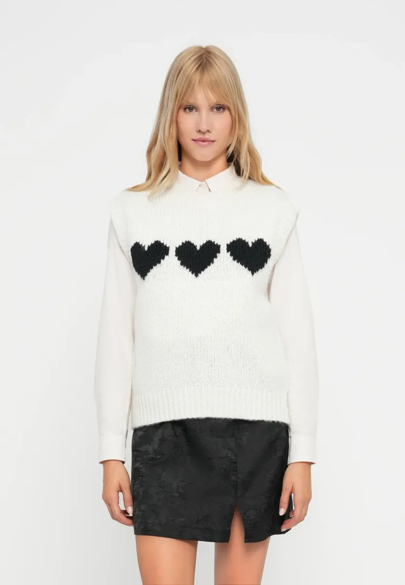 PCJOVE O NECK - Strickpullover - cloud dancer