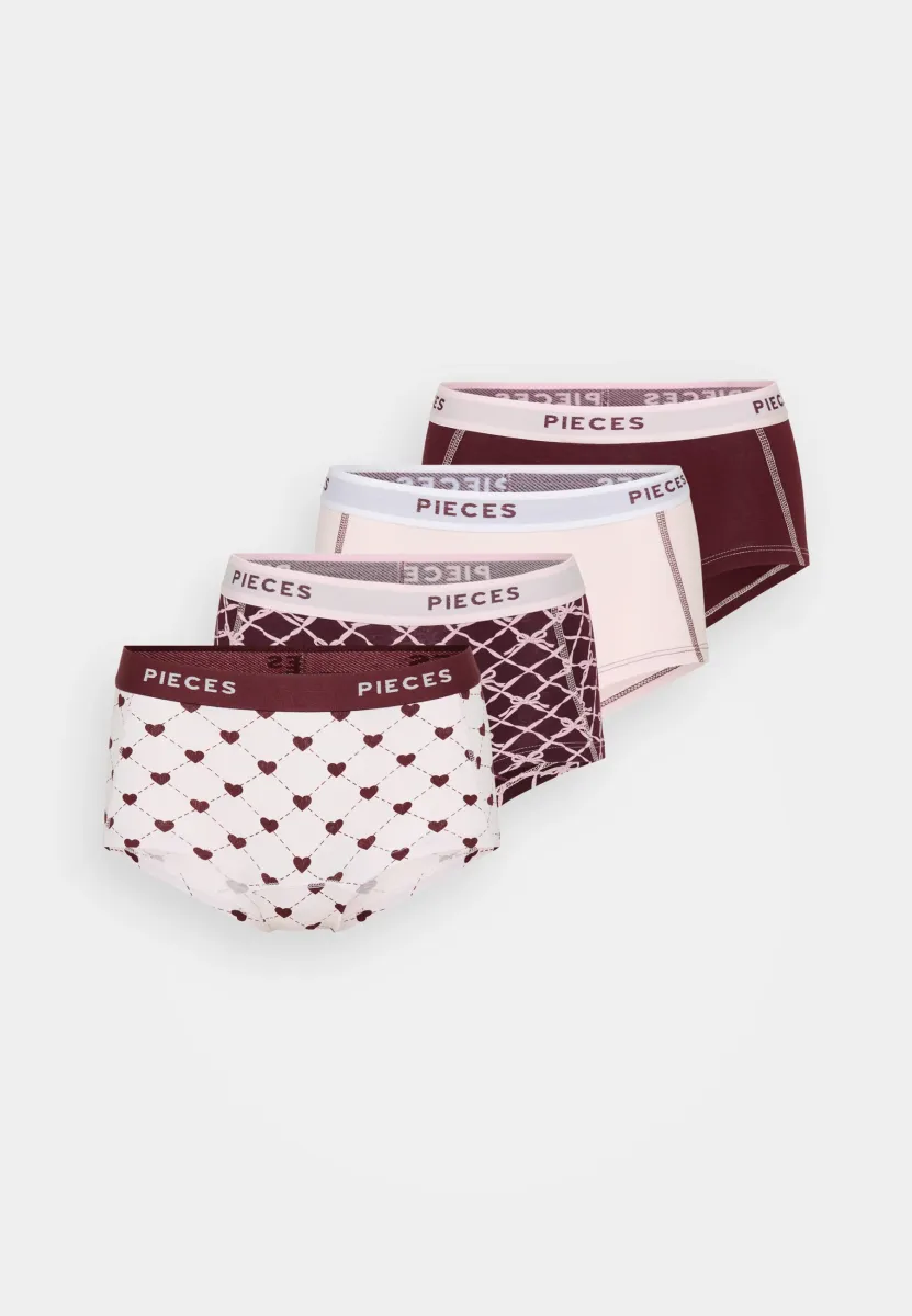 PCLOGO LADY 4 PACK - Panties - tawny port