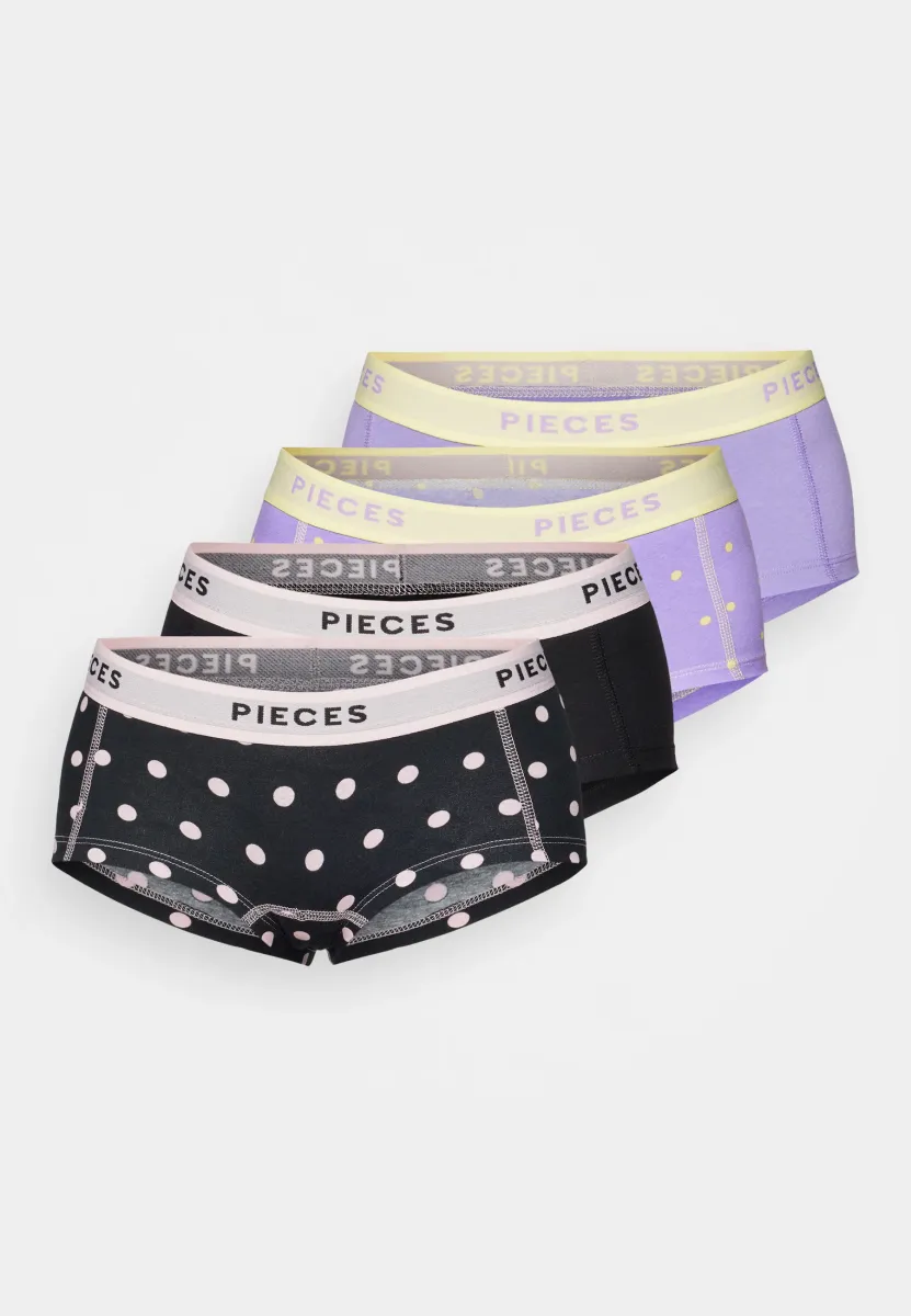PCLOGO LADY DOT 4 PACK  - Panties - black