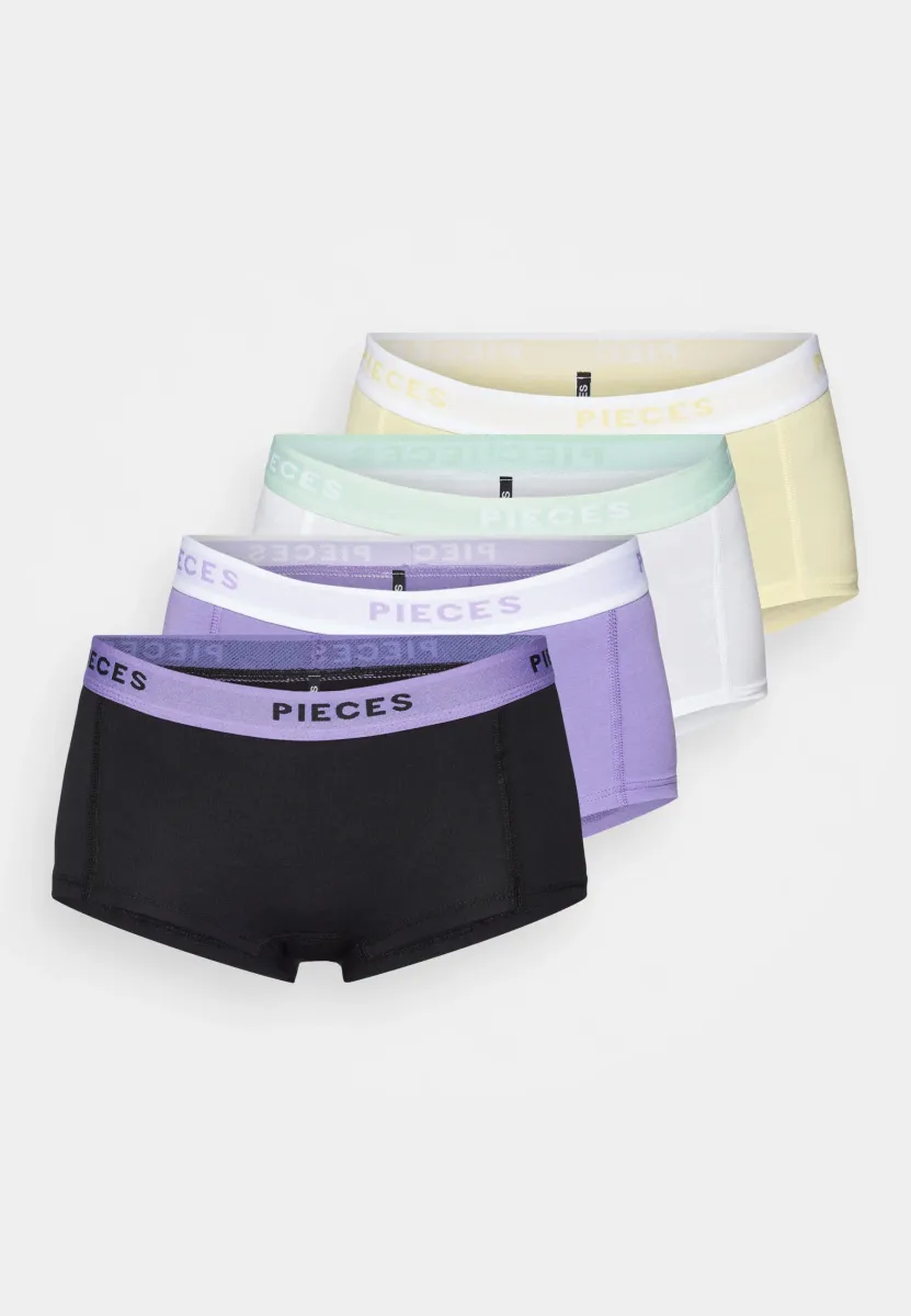 PCLOGO LADY SOLID 4 PACK - Panties - purple/black/white/pale banana