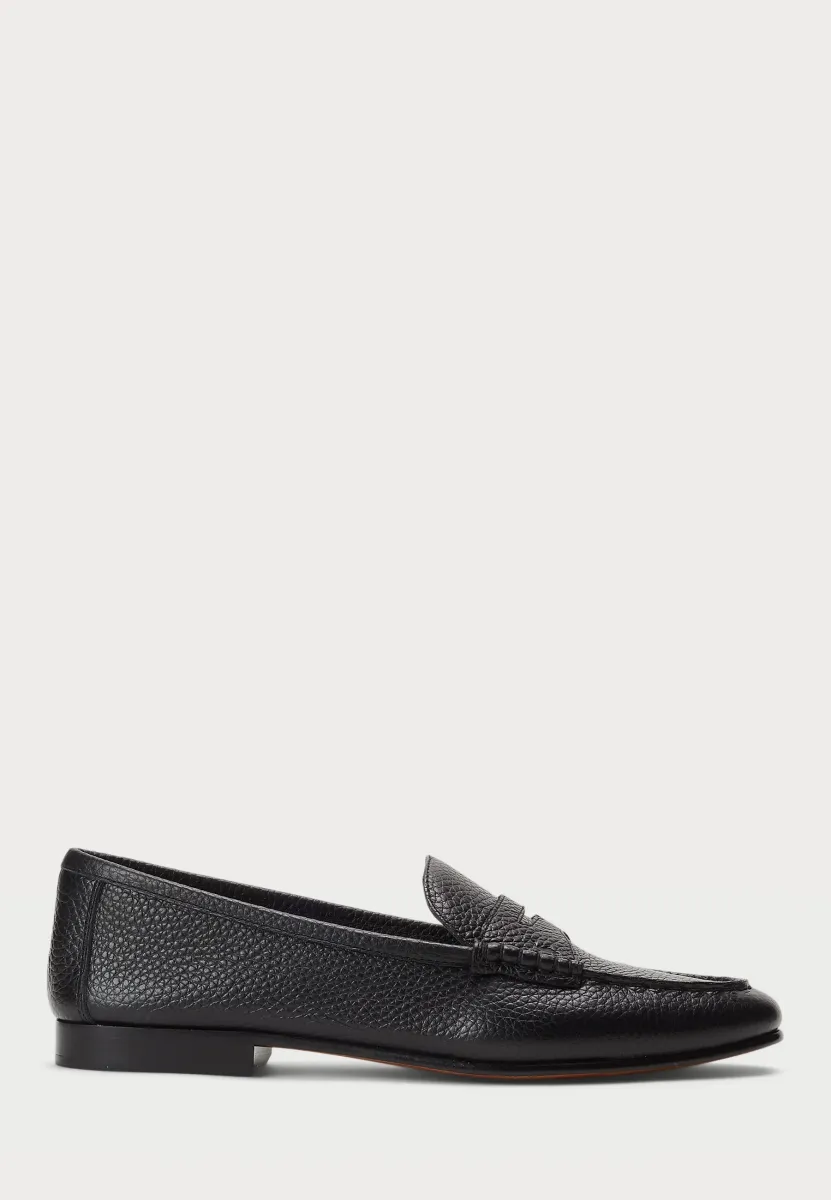 PEBBLED LEATHER PENNY LOAFER - Slipper - black