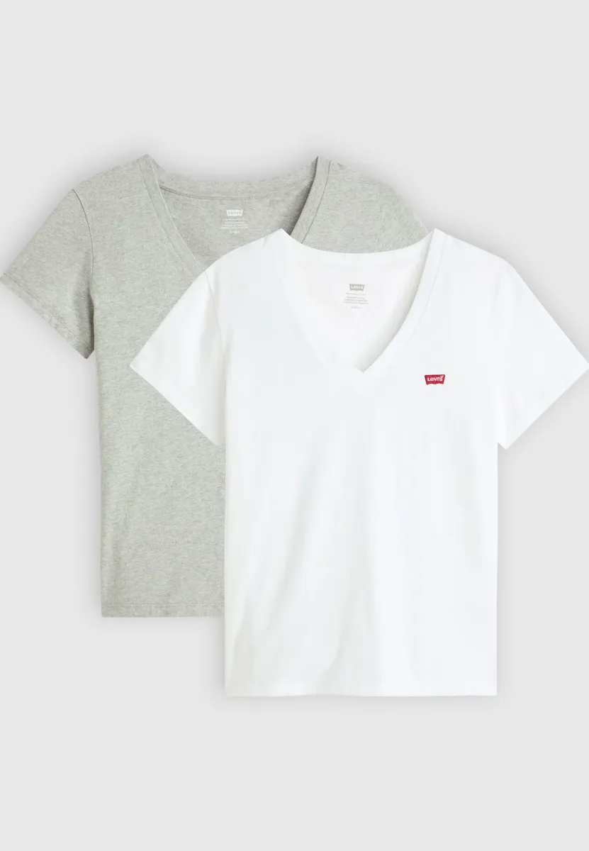 PERFECT V NECK TEES 2 PACK - T-Shirt print - white/starstruck heather