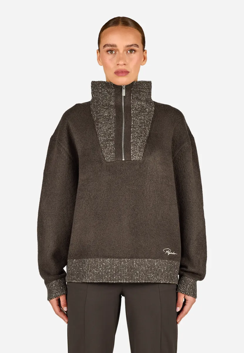 PESCARA - Strickpullover - cozy beige / walnut brown