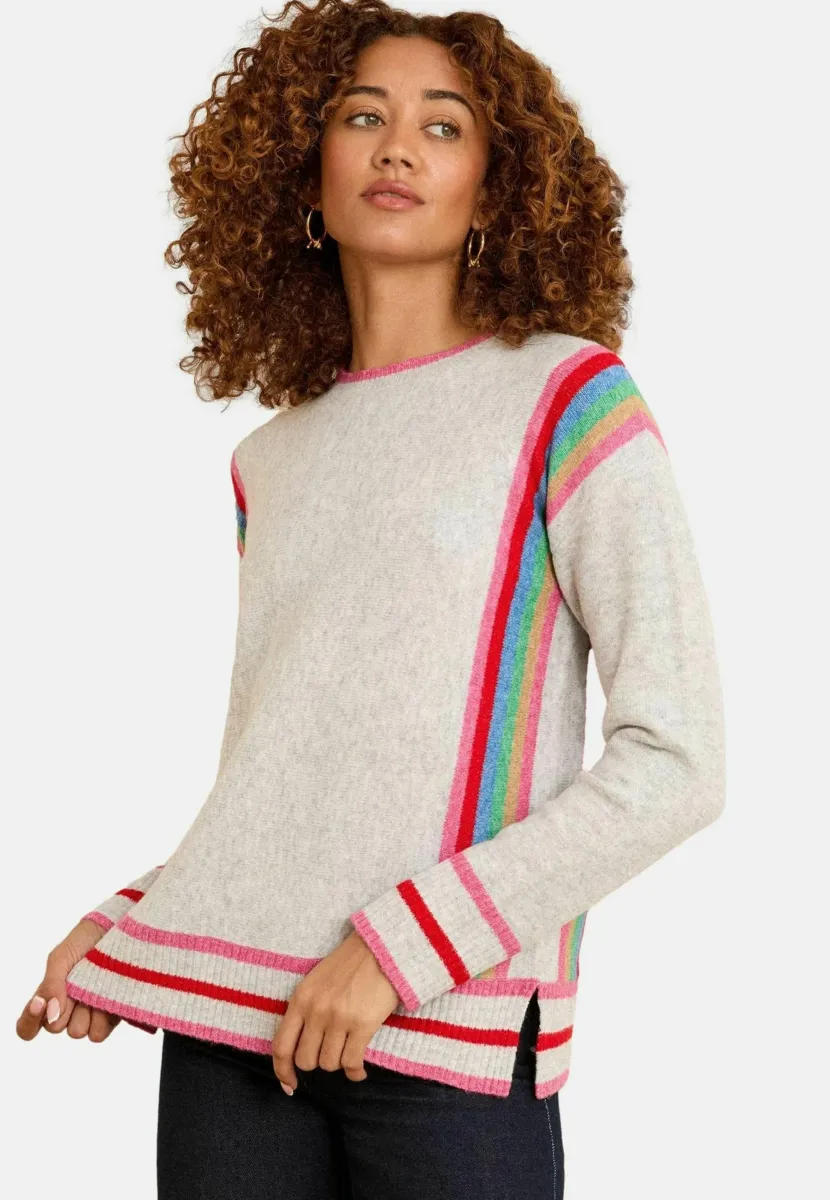 PETITE - CREW NECK - Strickpullover - grey rainbow side stripe