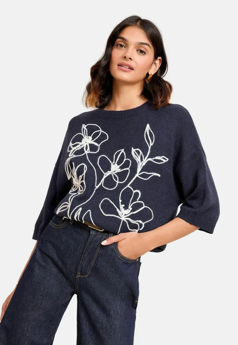 PETITE FIT - CORNELLI DETAIL  - Strickpullover - navy