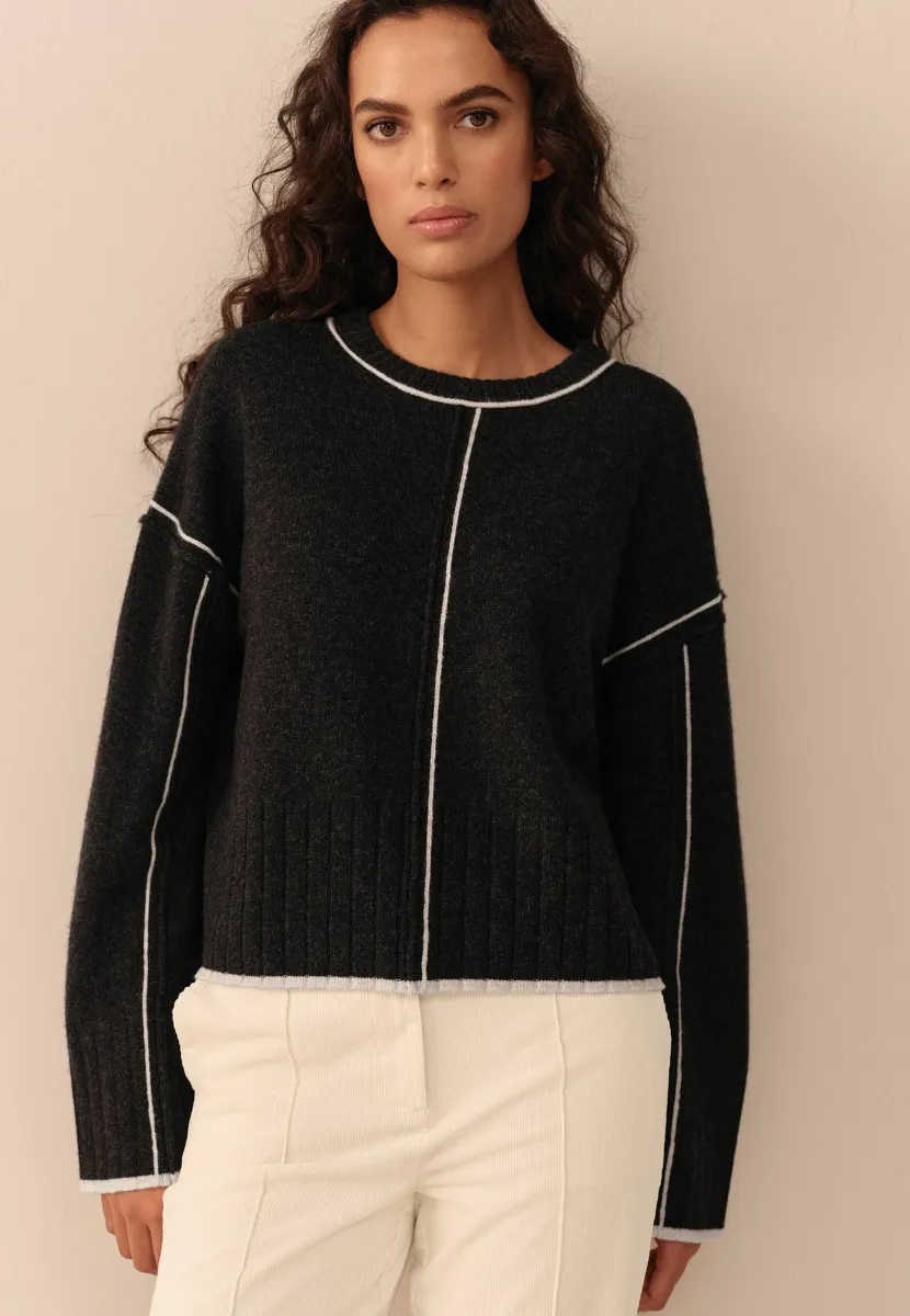 PETITE FIT - CREW NECK - Strickpullover - charcoal tipped