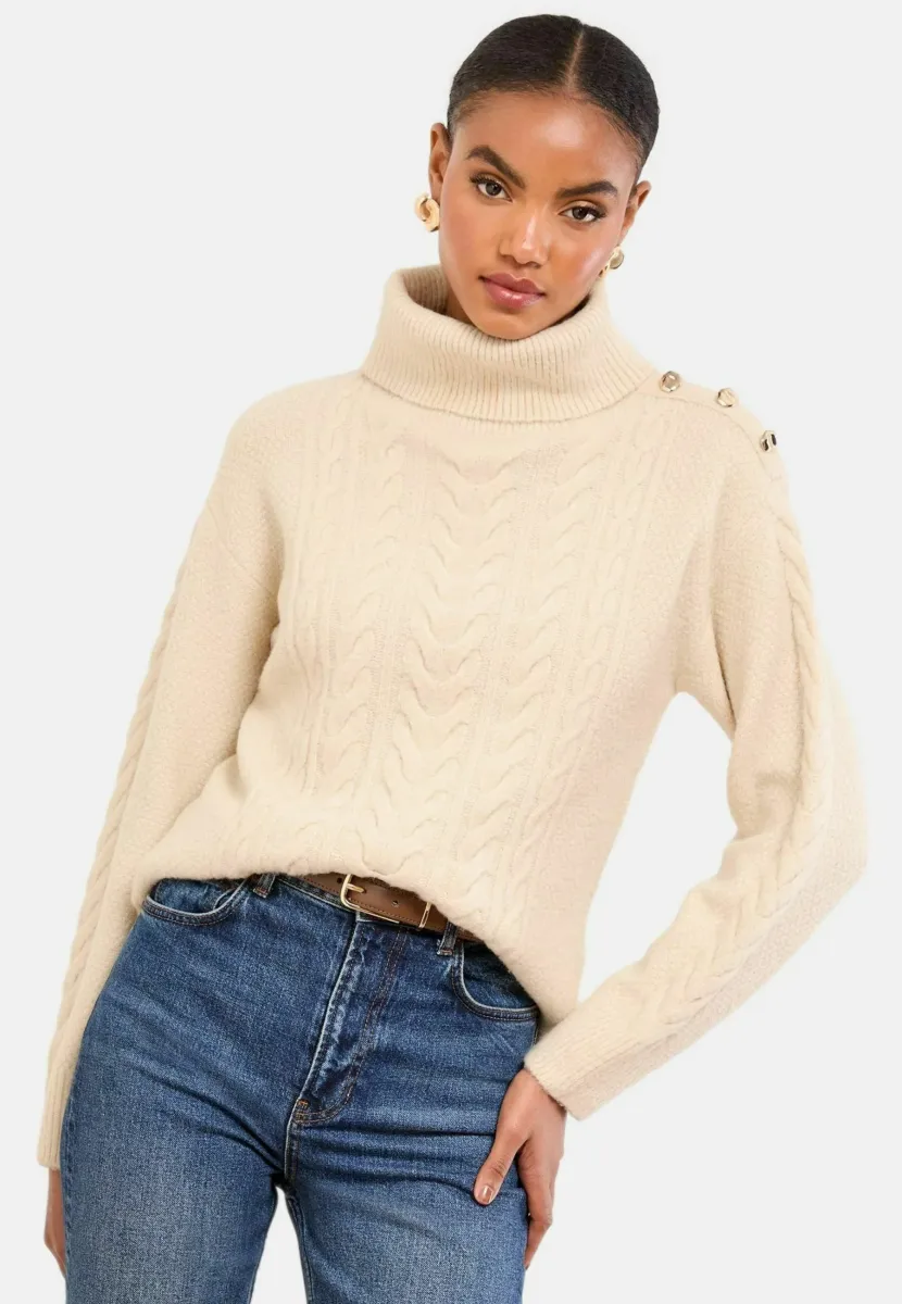 PETITE FIT -LONGLINE CABLE - Strickpullover - neutral