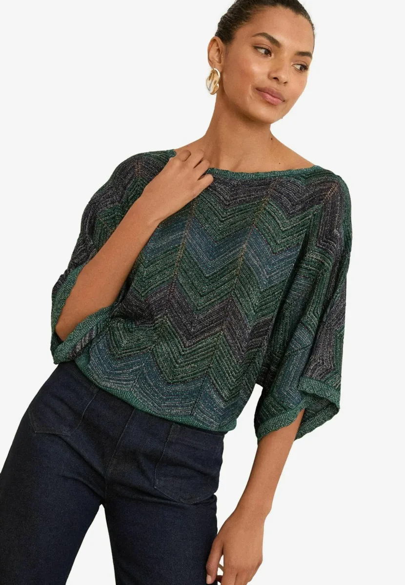 PETITE FIT   - Strickpullover - teal blue chevron