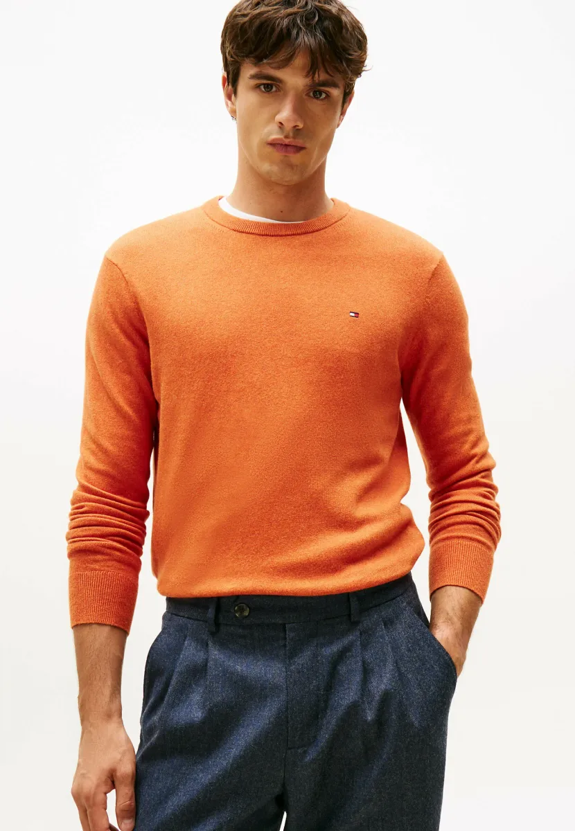 PIMA ORG CTN CASHMERE CREW NECK - Strickpullover - brilliant orange heather