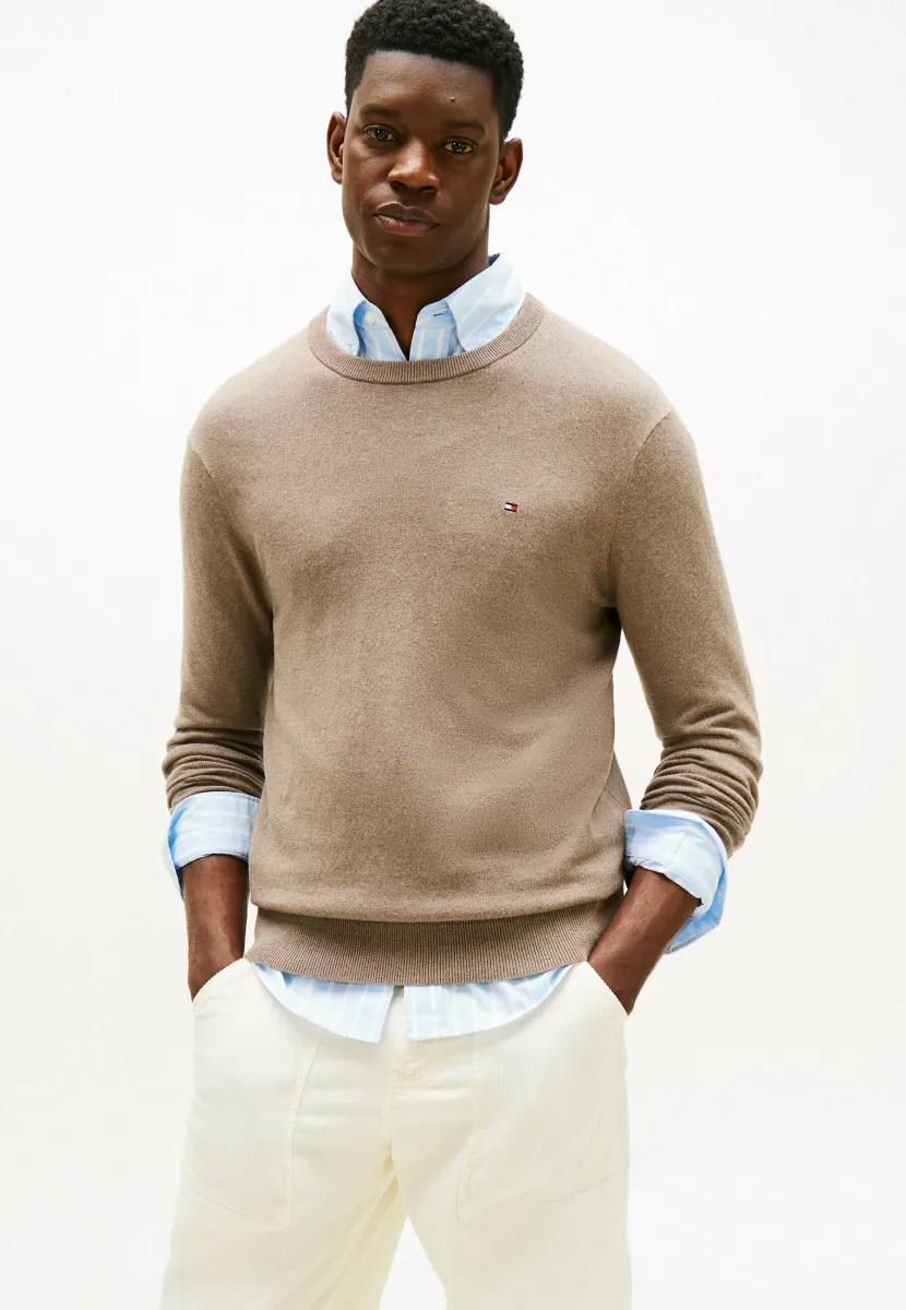 PIMA ORG CTN CASHMERE CREW NECK - Strickpullover - coastal taupe heather