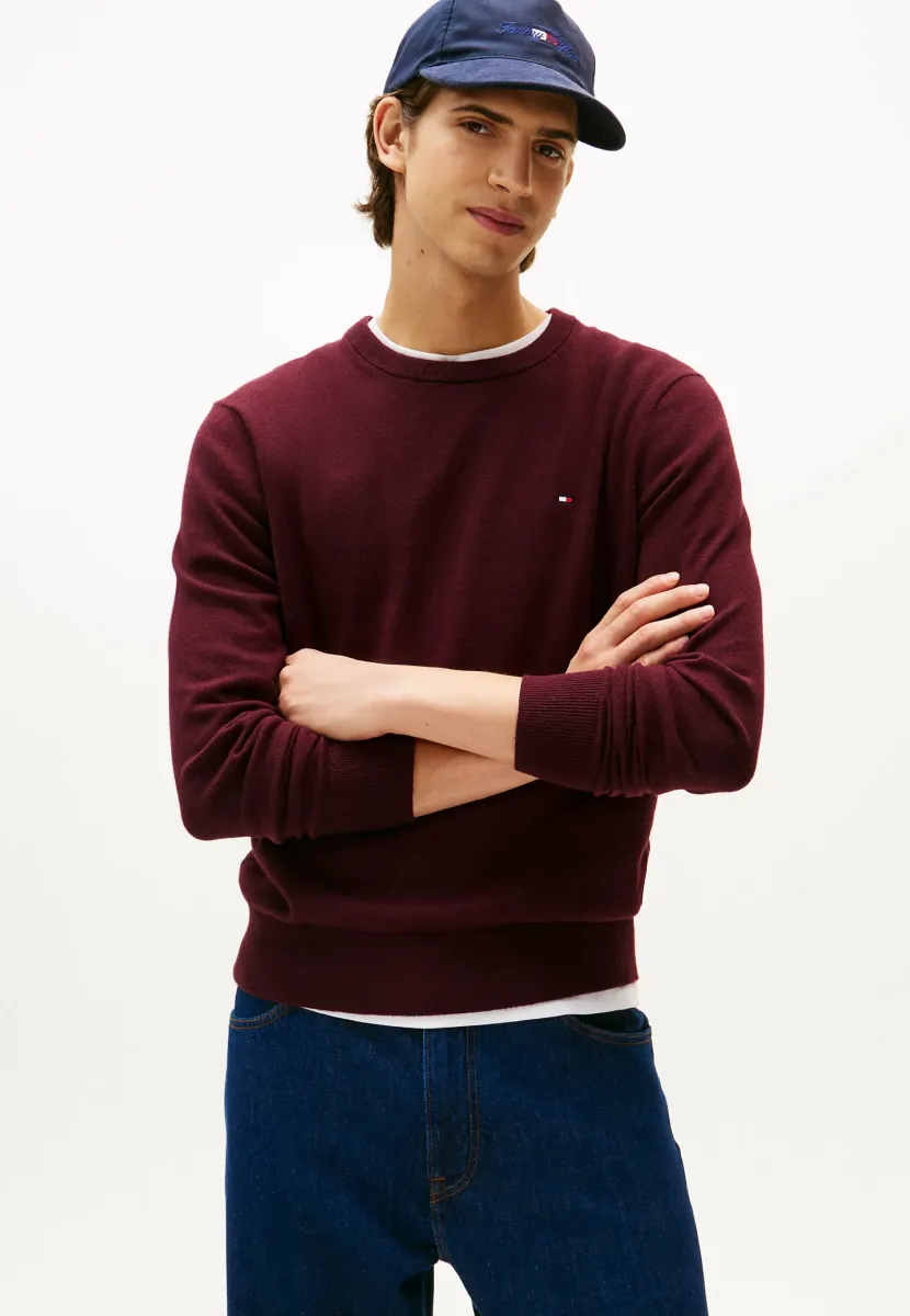 PIMA ORG CTN CASHMERE CREW NECK - Strickpullover - deep burgundy