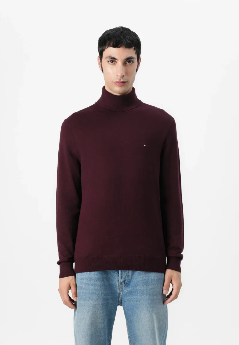 PIMA ORG CTN CASHMERE ROLL NECK - Strickpullover - deep burgundy