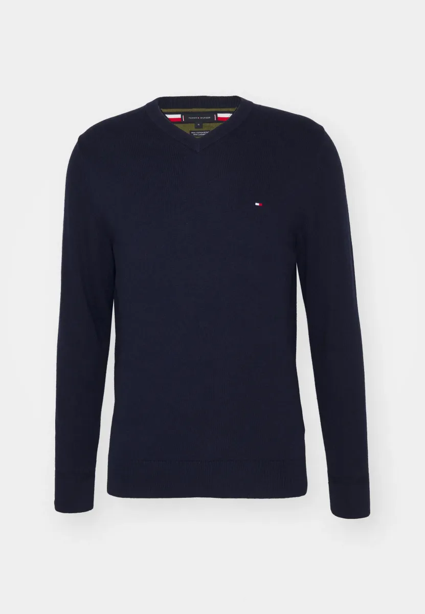 PIMA ORG CTN CASHMERE V NECK - Strickpullover - desert sky