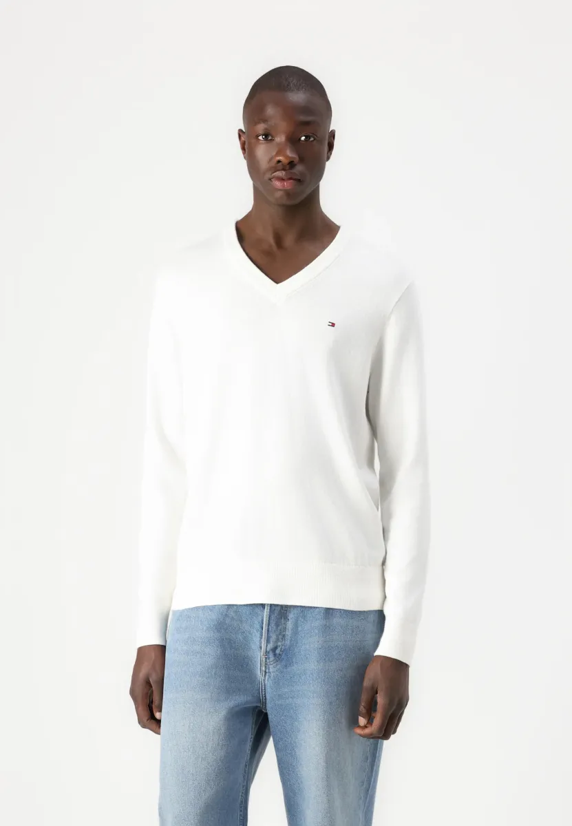 PIMA ORG CTN CASHMERE V NECK - Strickpullover - ivory petal