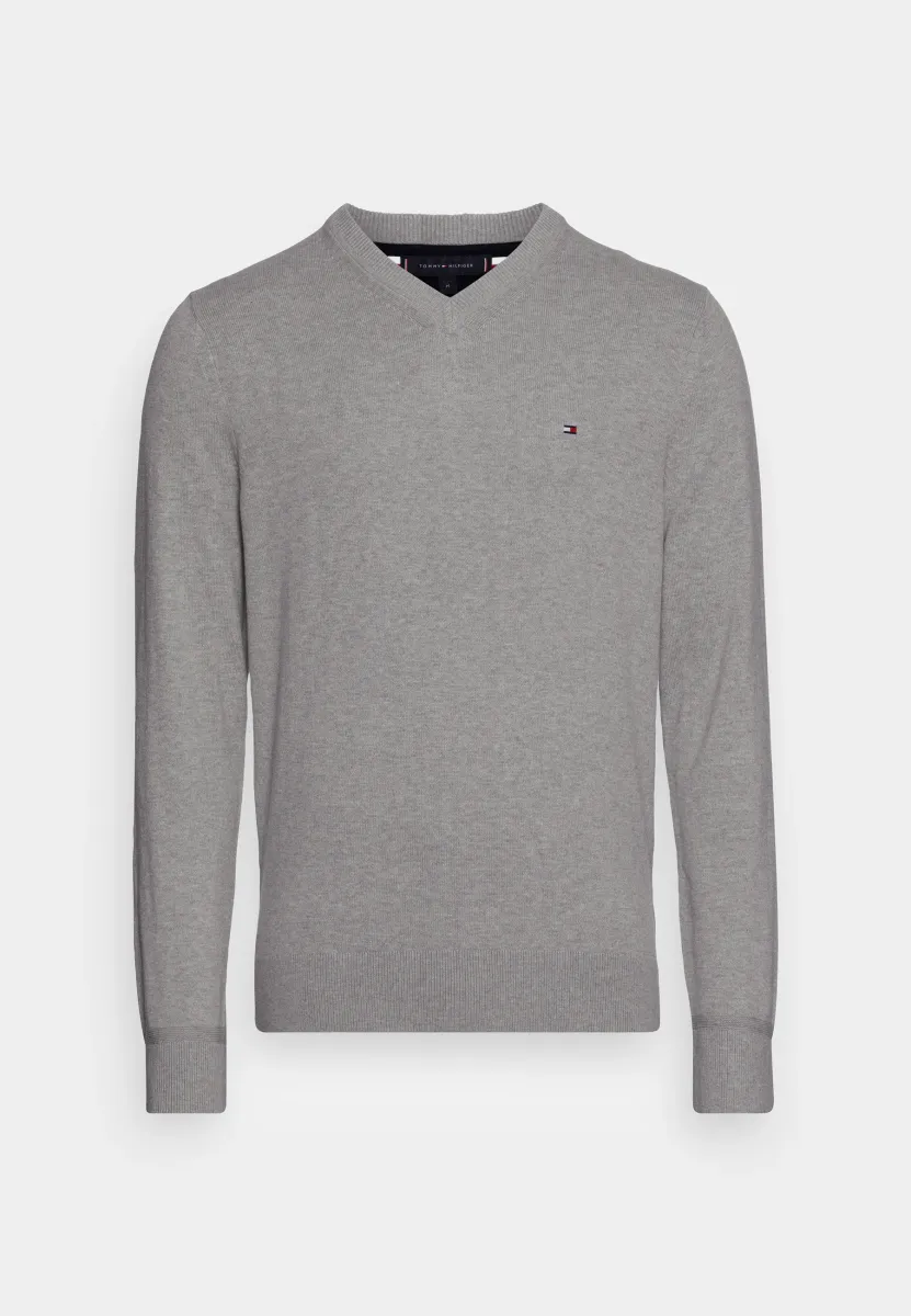 PIMA ORG CTN CASHMERE V NECK - Strickpullover - light grey heather