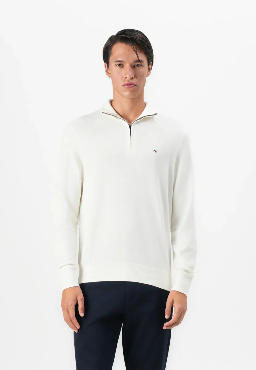PIMA ORG CTN CASHMERE ZIP MOCK - Strickpullover - ivory petal