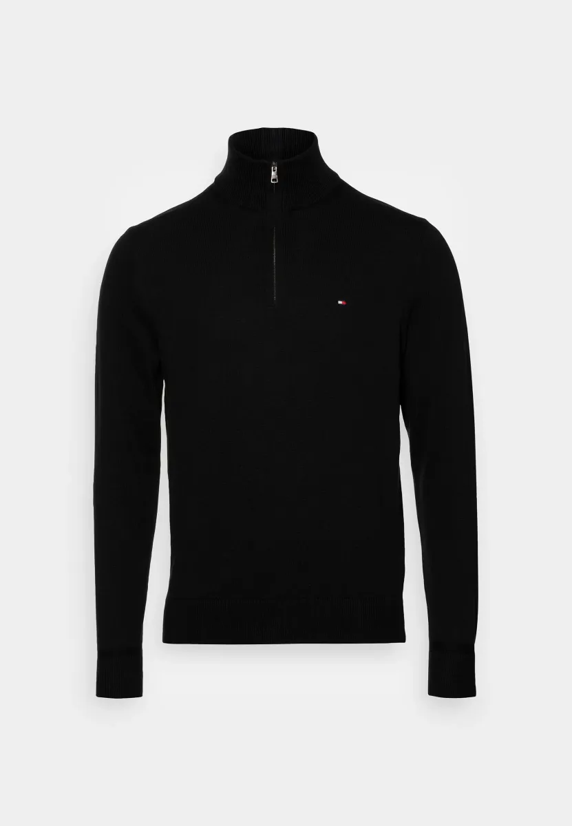 PIMA ORG CTN CASHMERE ZIP MOCK - Strickpullover - schwarz