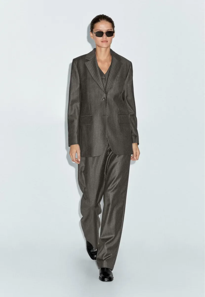 PINSTRIPE - Blazer - mottled dark brown