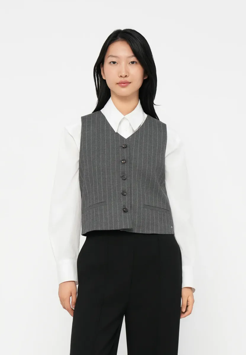 PINSTRIPE TAILORED VEST - Weste - mid grey