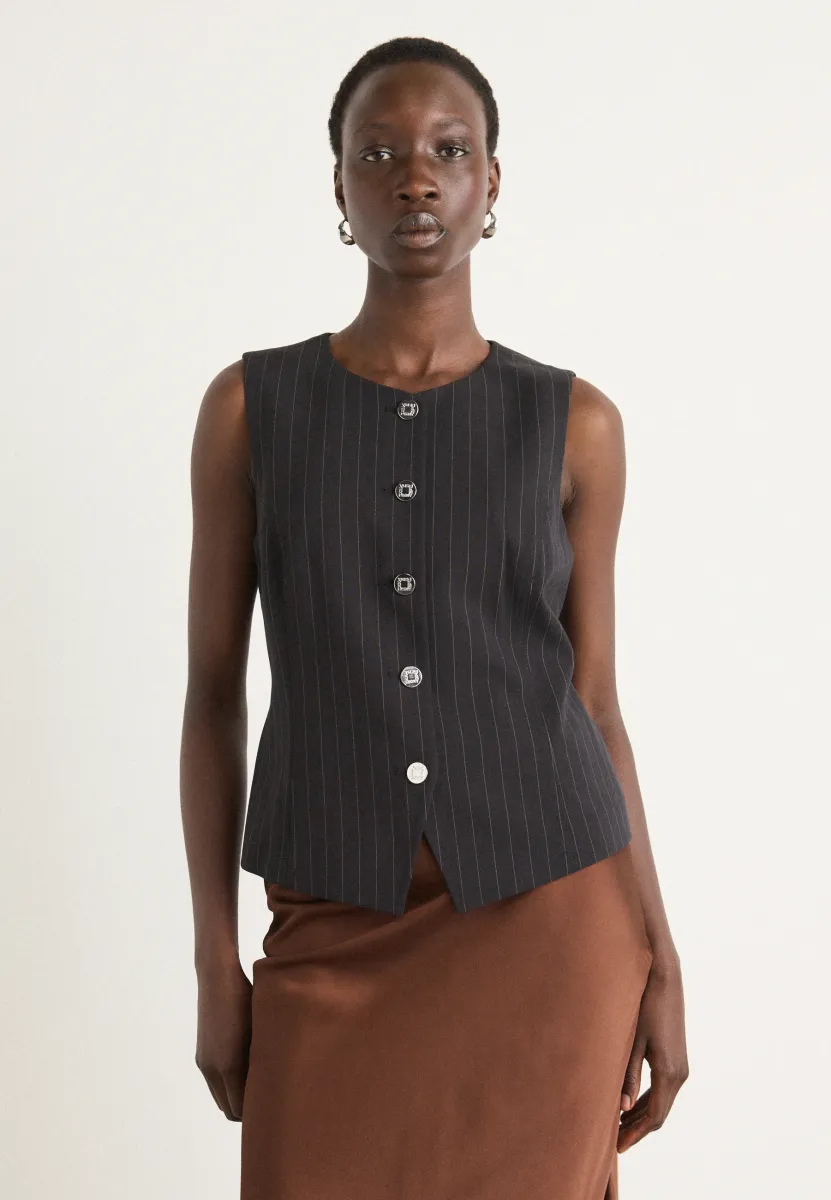 PINSTRIPES VEST - Weste - black/whiskey