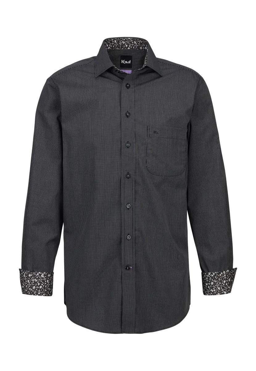 PISA NEW KENT LANGARM REGUALR FIT - Hemd - black