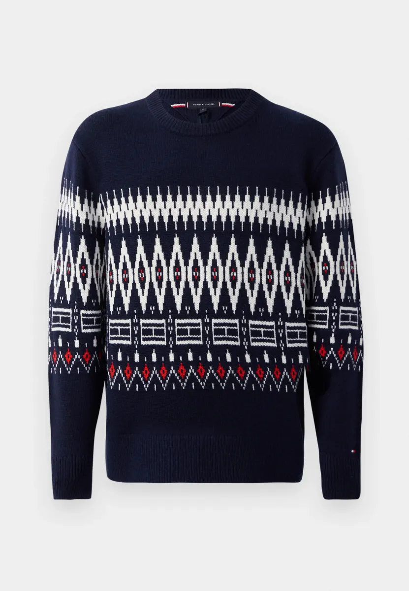 PLACED FAIRISLE BLEND CREW UNISEX - Strickpullover - desert sky/ivory petal