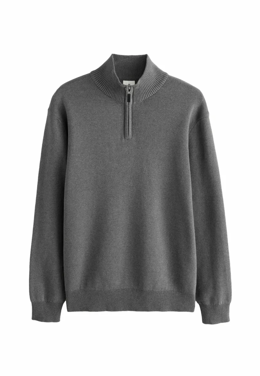 PLAIN REGULAR FIT PREMIUM QUARTER ZIP  - Strickpullover - charcoal grey