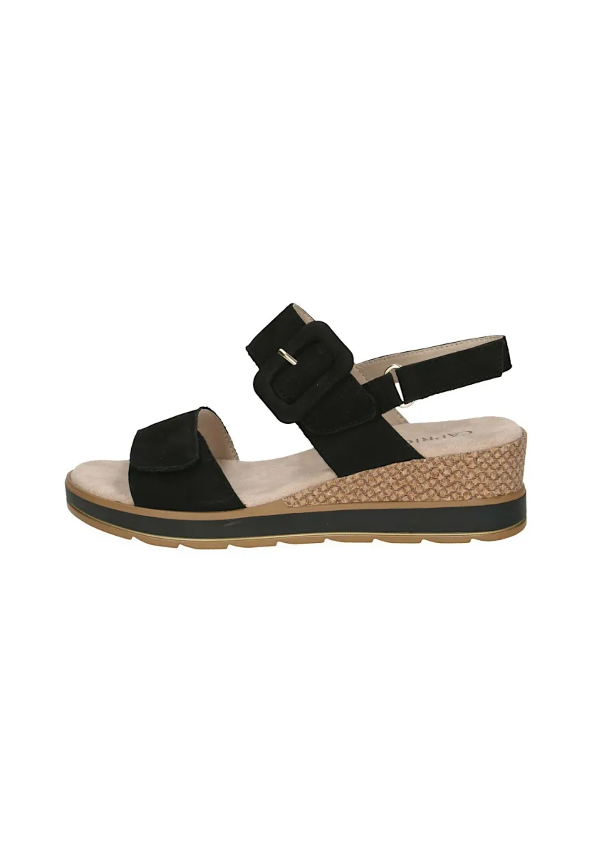 Plateausandalette - black nubuc