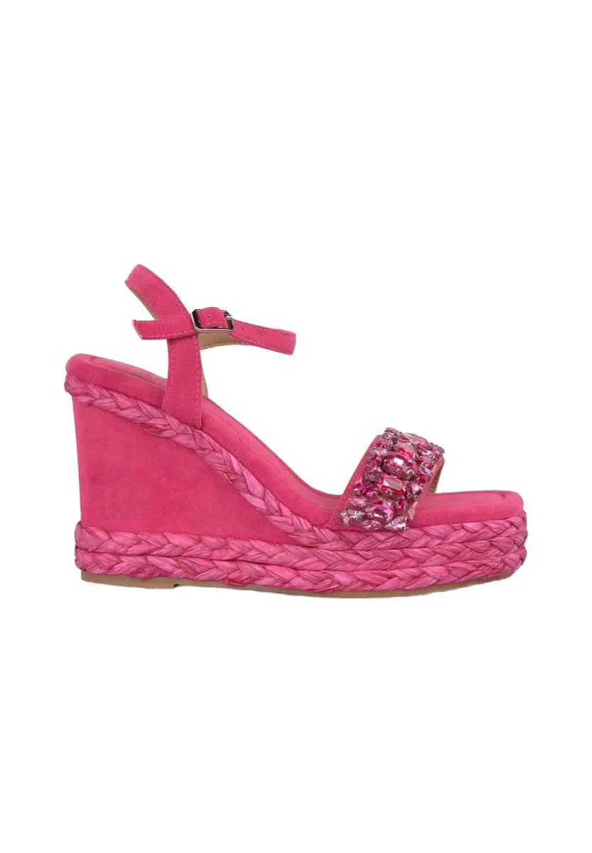 Plateausandalette - fucsia jaspeado