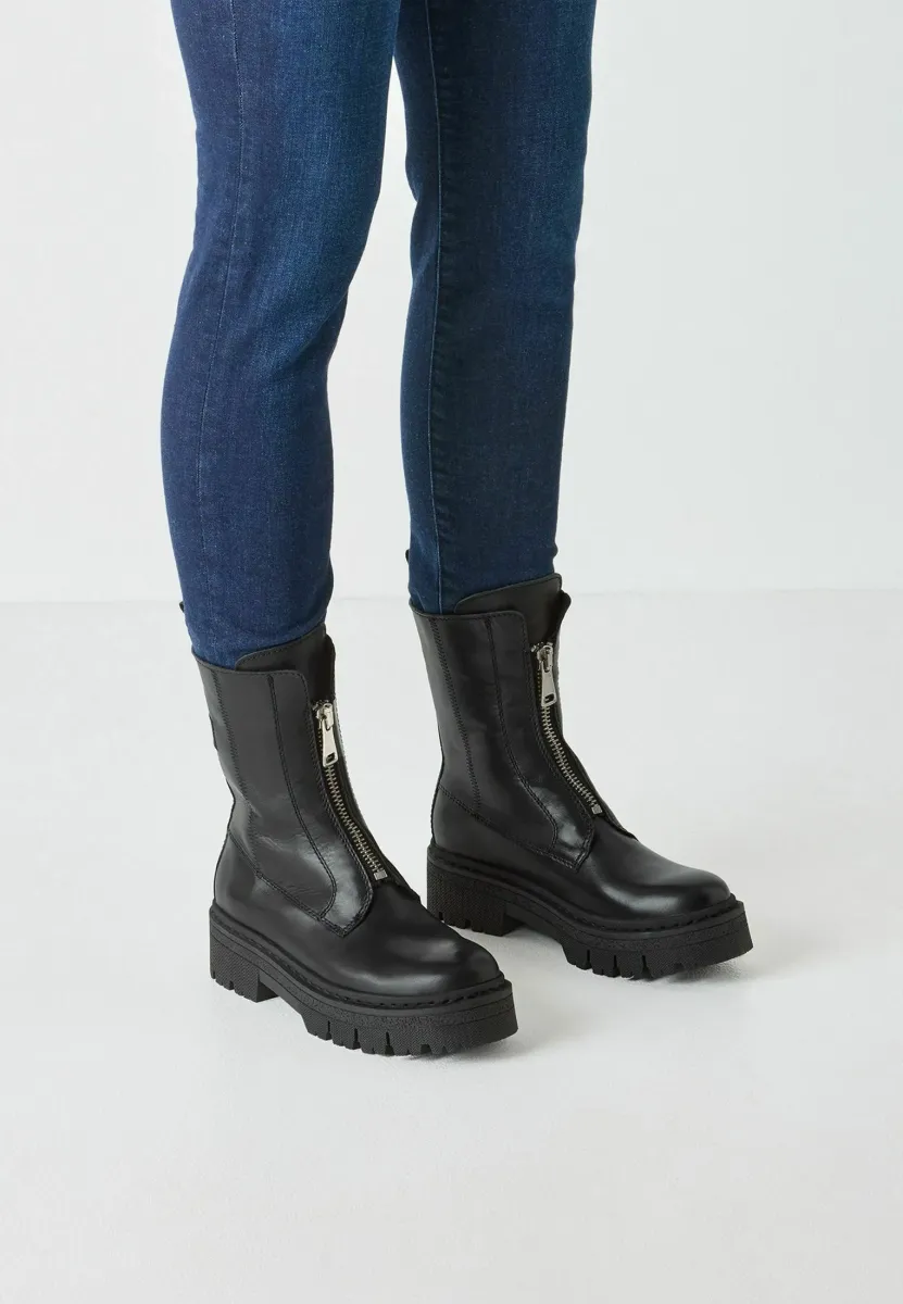 Plateaustiefelette - black leather