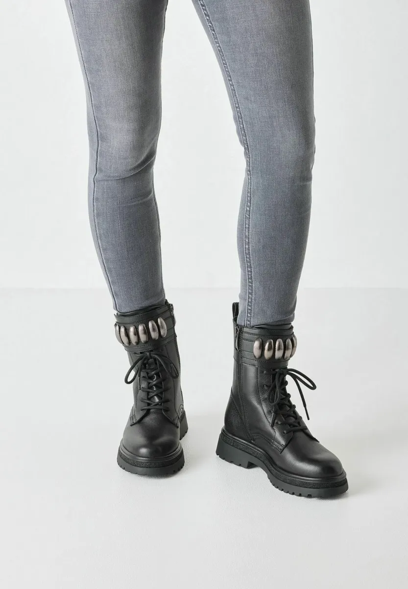 Plateaustiefelette - black leather