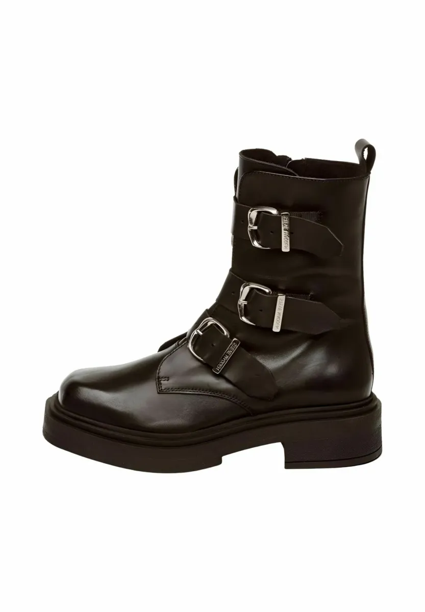 Plateaustiefelette - black leather