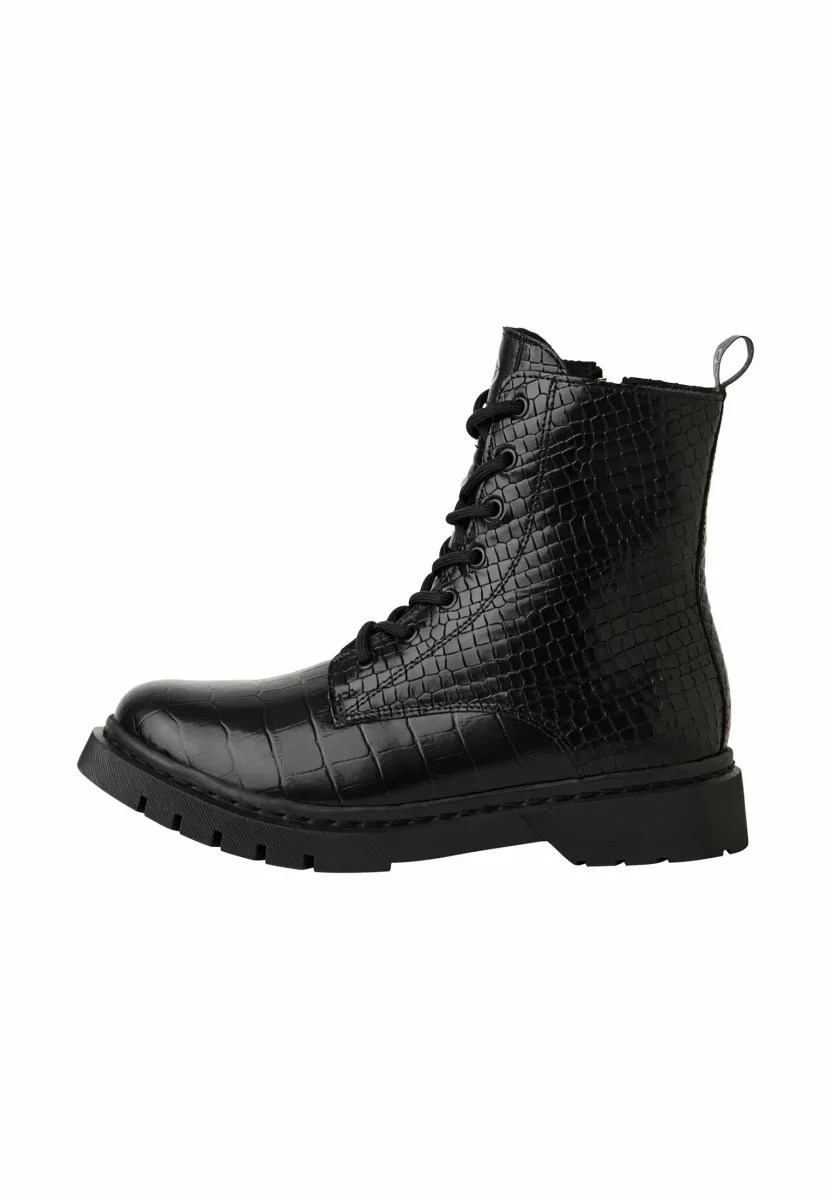 Plateaustiefelette - black struct.