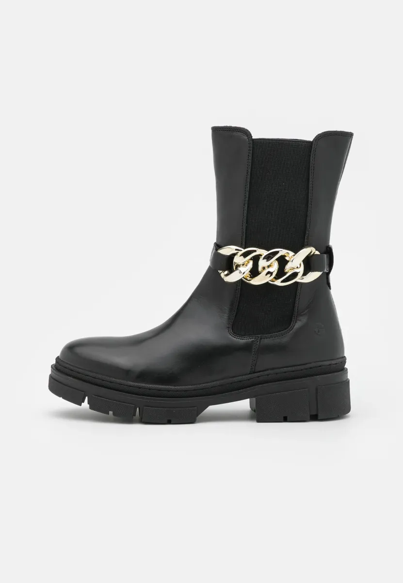 Plateaustiefelette - black/gold