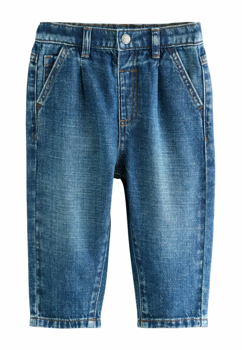 PLEAT FRONT  REGULAR FIT - Jeans Tapered Fit - mid blue denim