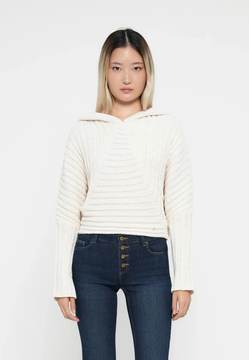 PLEATED HOODIE - Strickpullover - butter white